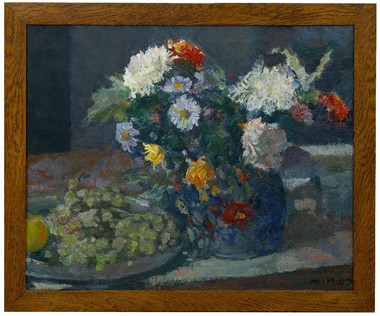 Verwey K.  | Kees Verwey | Schilderijen te koop aangeboden | Stilleven met herfstbloemen, olieverf op doek 50,6 x 60,7 cm, gesigneerd rechtsonder