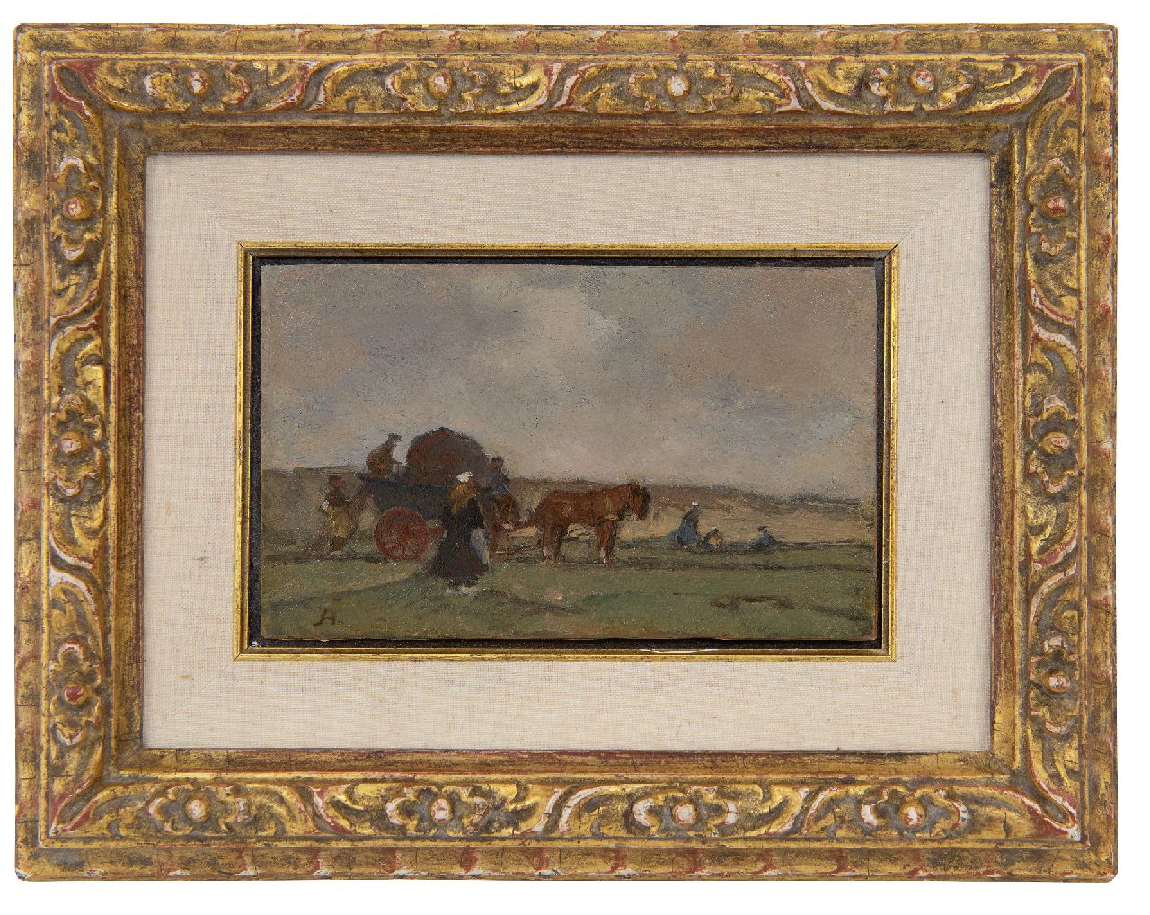 Akkeringa J.E.H.  | 'Johannes Evert' Hendrik Akkeringa, Netten boeten achter de duinen, olieverf op paneel 7,5 x 12,4 cm, gesigneerd linksonder met initiaal