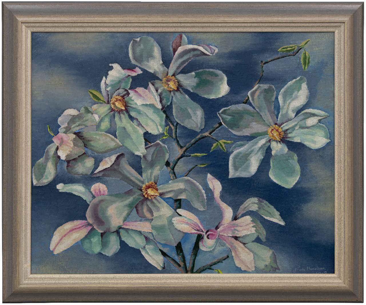 Hunziker F.  | Frieda Hunziker, Magnolia, olieverf op doek 60,6 x 75,2 cm, gesigneerd rechtsonder en gedateerd Mei/43