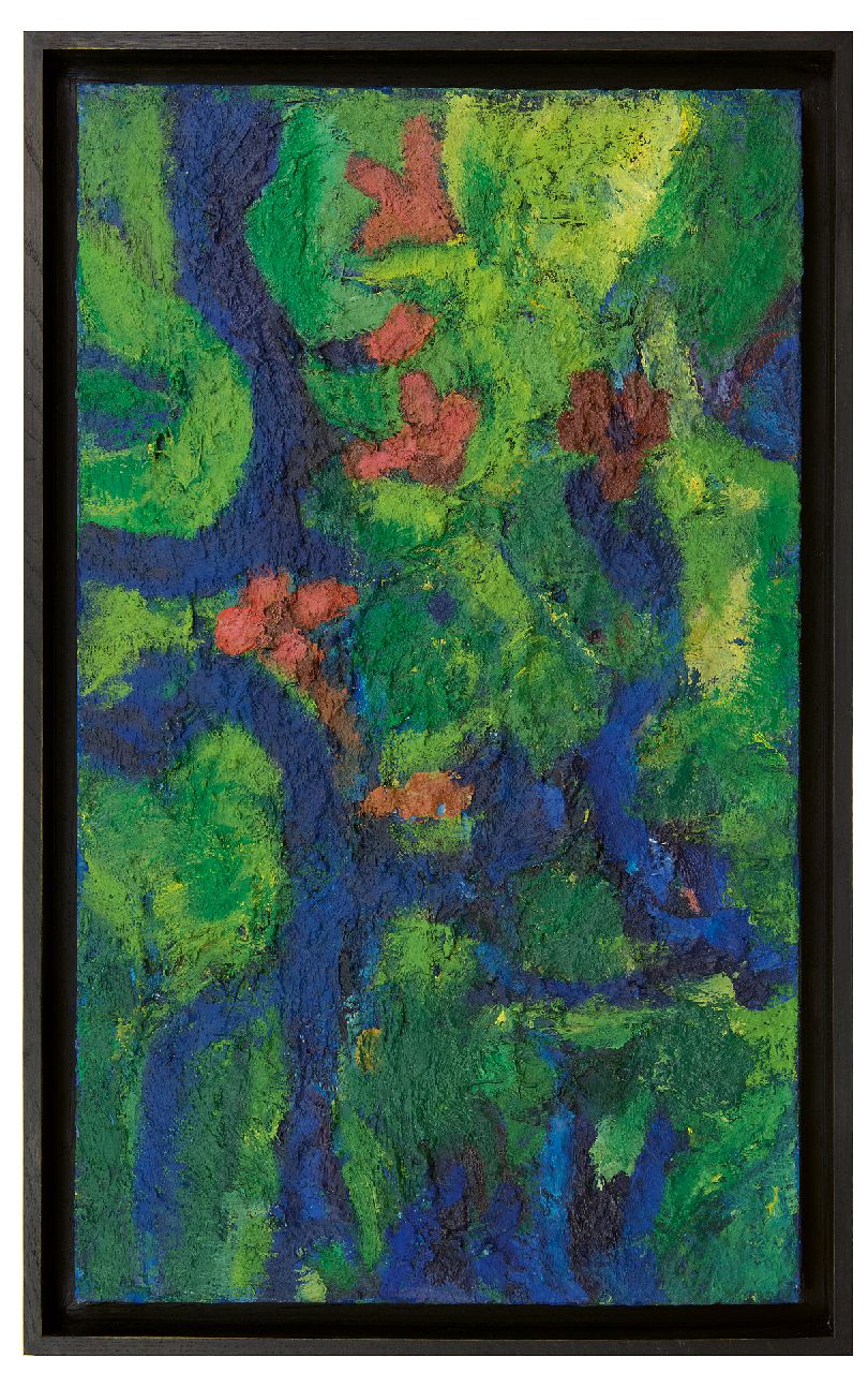 Benner G.  | Gerrit Benner, Man en paard en bloemen, olieverf op doek 99,5 x 59,3 cm, gesigneerd verso en te dateren 1959