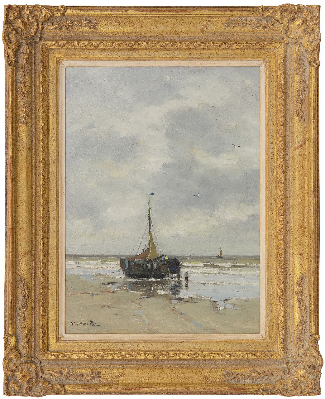 Munthe G.A.L. | Gerhard Arij Ludwig 'Morgenstjerne' Munthe, Het laden van de netten, olieverf op paneel 39,2 x 29,6 cm, gesigneerd linksonder Munthe G.A.L. | Gerhard Arij Ludwig 'Morgenstjerne' Munthe, Het laden van de netten, olieverf op paneel 39,2 x 29,6 cm, gesigneerd linksonder