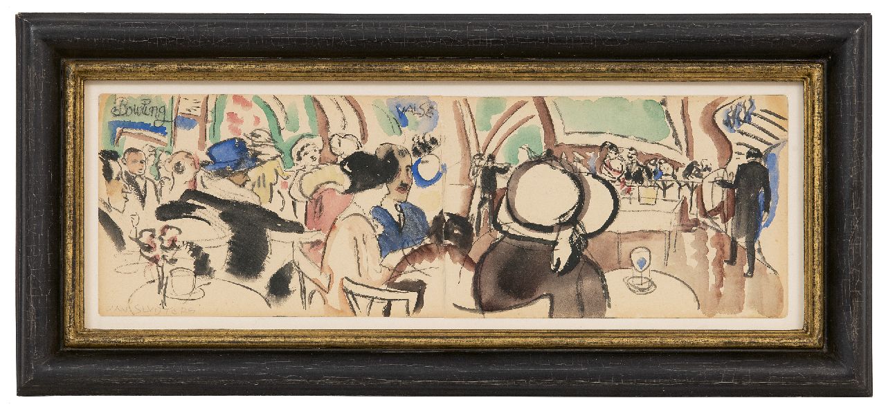 Sluijters J.C.B.  | Johannes Carolus Bernardus 'Jan' Sluijters | Aquarellen en tekeningen te koop aangeboden | Danshal, aquarel op papier 11,5 x 36,8 cm, gesigneerd linksonder