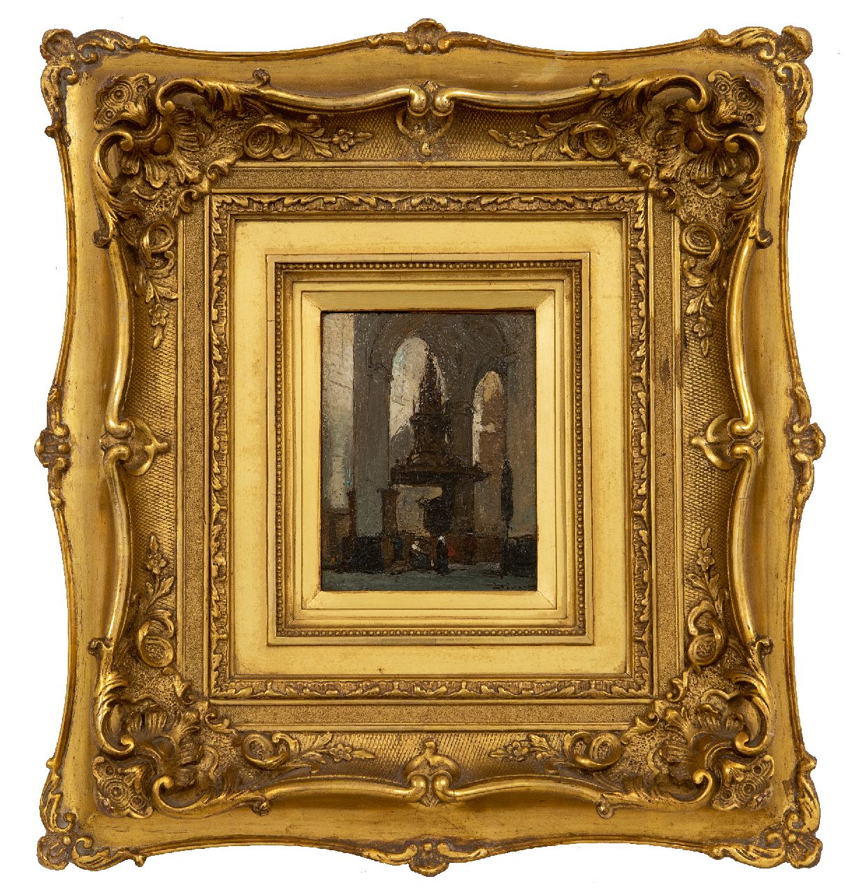 Bosboom J.  | Johannes Bosboom | Schilderijen te koop aangeboden | Interieur van de Nieuwe Kerk in Amsterdam, olieverf op paneel 13,8 x 11,0 cm, gesigneerd rechtsonder