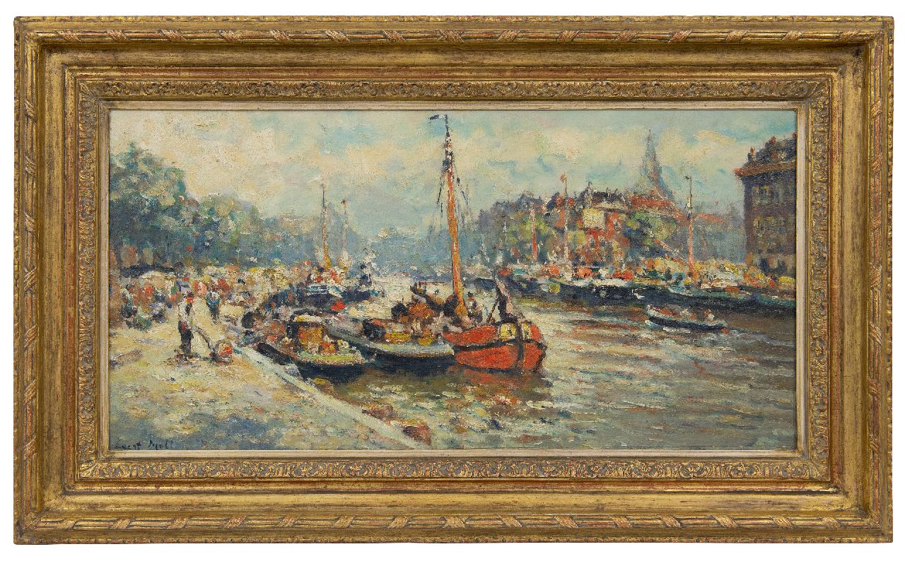 Moll E.  | Evert Moll, De Leuvehaven in Rotterdam, olieverf op doek 40,8 x 80,5 cm, gesigneerd linksonder