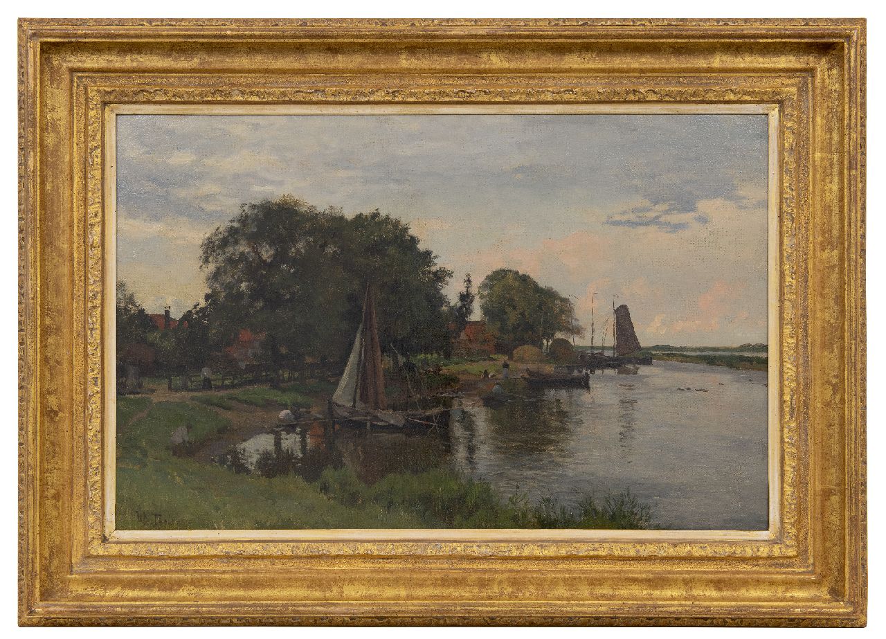 Tholen W.B.  | Willem Bastiaan Tholen | Schilderijen te koop aangeboden | Hollands landschap met dorpshaven, olieverf op doek 40,0 x 62,0 cm, gesigneerd linksonder