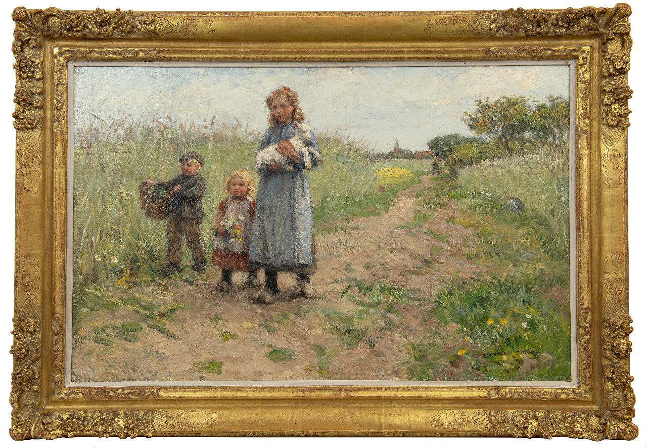 Zoetelief Tromp J. | Johannes 'Jan' Zoetelief Tromp | Schilderijen te koop aangeboden | Wandelende kinderen met lammetje bij Blaricum, olieverf op doek 63,5 x 99,3 cm, gesigneerd rechtsonder Zoetelief Tromp J. | Johannes 'Jan' Zoetelief Tromp | Schilderijen te koop aangeboden | Wandelende kinderen met lammetje bij Blaricum, olieverf op doek 63,5 x 99,3 cm, gesigneerd rechtsonder