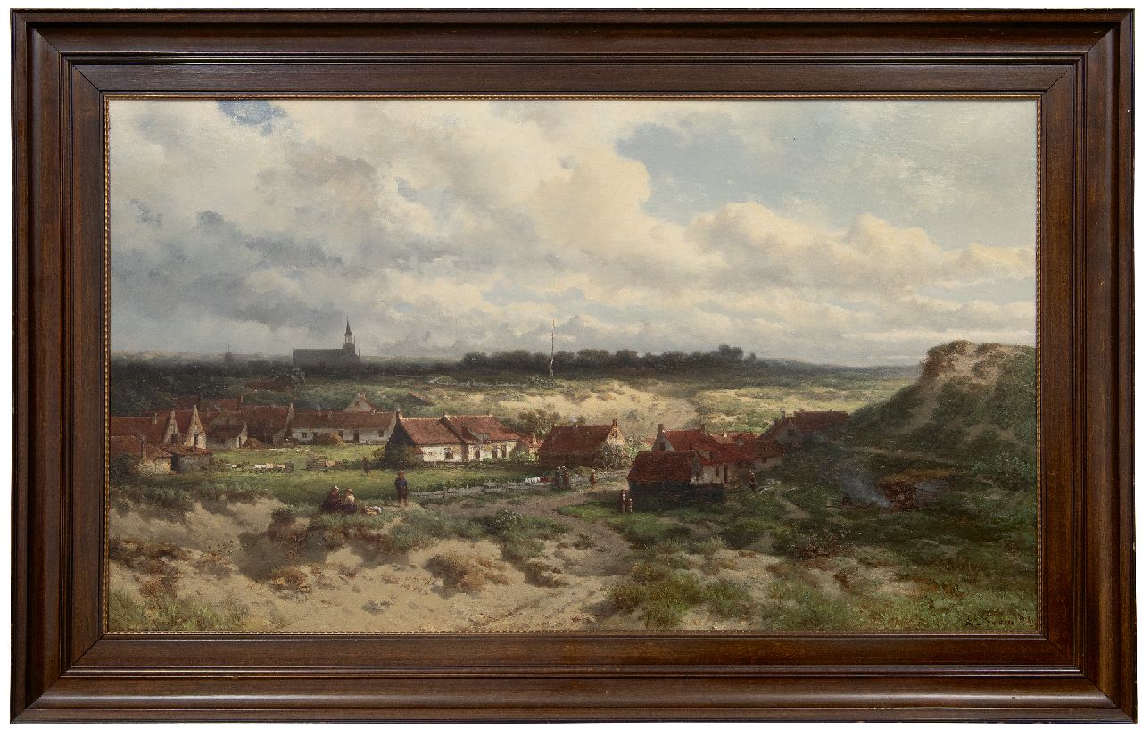 Verveer S.L.  | 'Salomon' Leonardus Verveer | Schilderijen te koop aangeboden | Oud Scheveningen gezien vanaf een duintop, olieverf op doek 65,5 x 112,4 cm, gesigneerd rechtsonder en gedateerd '69