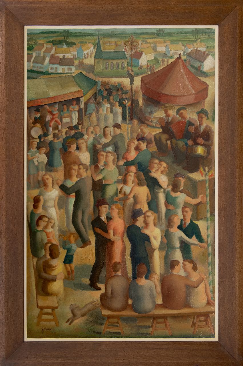 Goossens C.  | Goossens | Schilderijen te koop aangeboden | Kermis in Vlaanderen, olieverf op paneel 114,8 x 70,5 cm, gesigneerd linksonder