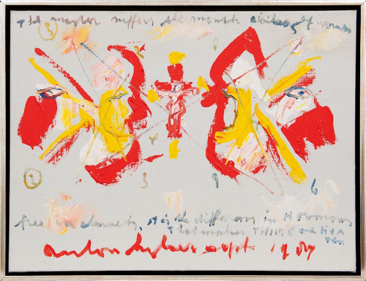 Heyboer A. | Anton Heyboer | Schilderijen te koop aangeboden | Overleg, acryl op doek 60,0 x 80,2 cm, gesigneerd middenonder en gedateerd 1987 Heyboer A. | Anton Heyboer | Schilderijen te koop aangeboden | Overleg, acryl op doek 60,0 x 80,2 cm, gesigneerd middenonder en gedateerd 1987