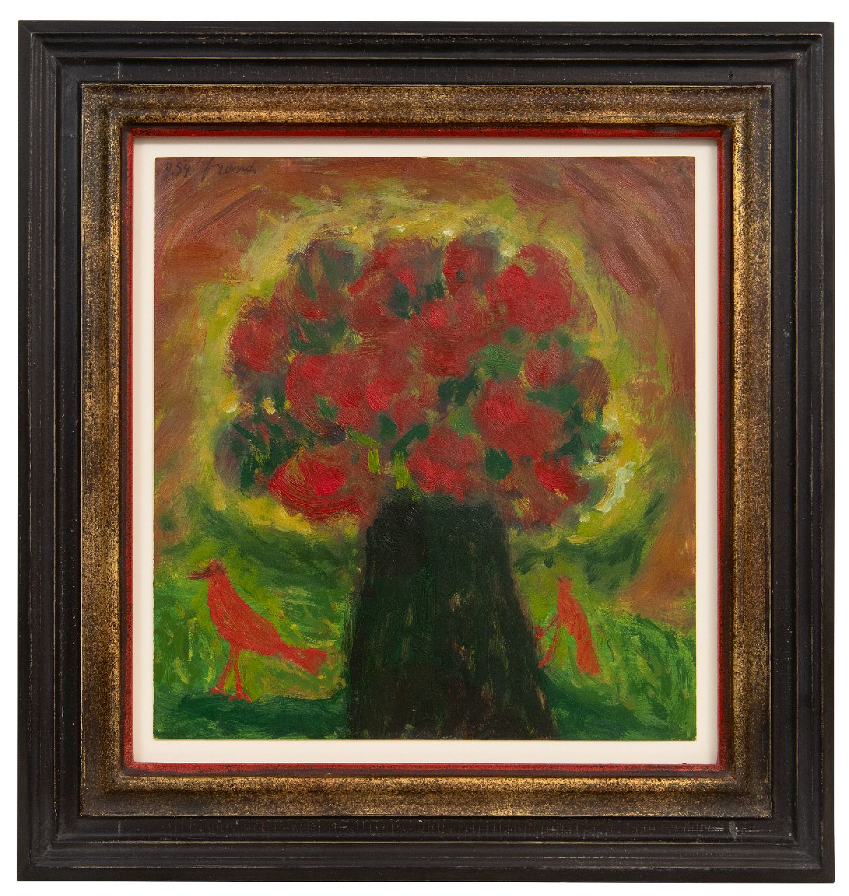 Brands E.A.M. | Eugenius Antonius Maria 'Eugène' Brands | Schilderijen te koop aangeboden | Zwarte vaas, gouache en olieverf op papier 28,9 x 27,0 cm, gesigneerd linksboven en gedateerd 9.54 Brands E.A.M. | Eugenius Antonius Maria 'Eugène' Brands | Schilderijen te koop aangeboden | Zwarte vaas, gouache en olieverf op papier 28,9 x 27,0 cm, gesigneerd linksboven en gedateerd 9.54