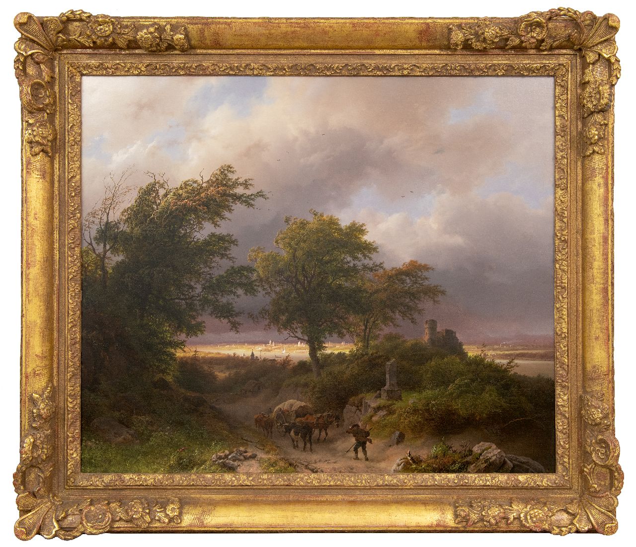 Koekkoek B.C.  | Barend Cornelis Koekkoek, Landschap bij de Rijn met naderende storm, olieverf op doek 70,5 x 84,5 cm, gesigneerd rechtsonder en gedateerd 1847