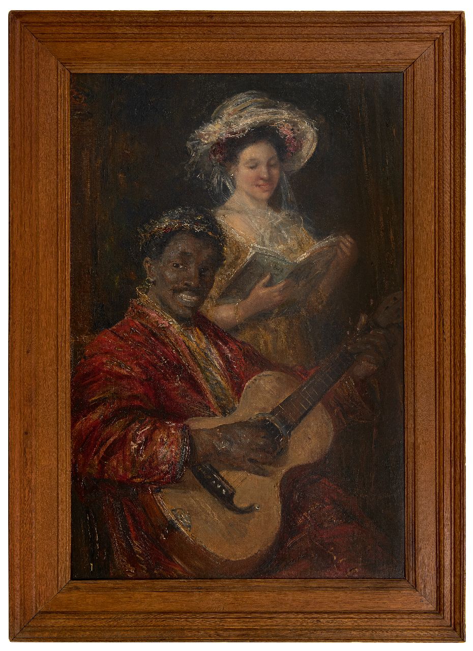 Maris S.W.  | Simon Willem Maris | Schilderijen te koop aangeboden | Musicerend duo, olieverf op doek 75,7 x 50,6 cm