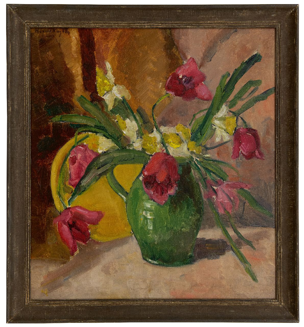 Kuijten H.J. | Henricus Johannes 'Harrie' Kuijten | Schilderijen te koop aangeboden | Bloemstilleven, olieverf op schildersboard 49,8 x 44,8 cm, gesigneerd linksboven Kuijten H.J. | Henricus Johannes 'Harrie' Kuijten | Schilderijen te koop aangeboden | Bloemstilleven, olieverf op schildersboard 49,8 x 44,8 cm, gesigneerd linksboven