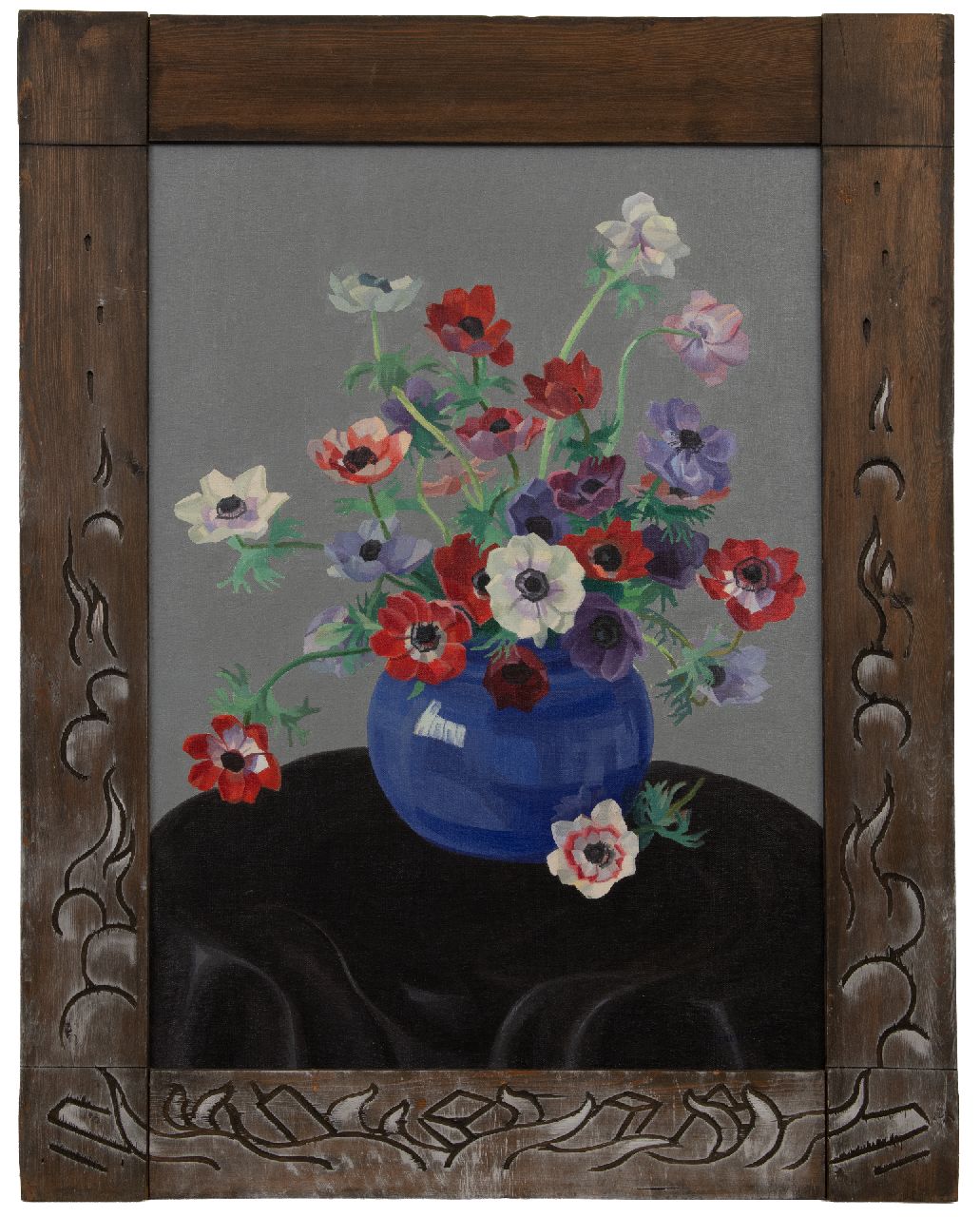 Smorenberg D. | Dirk Smorenberg | Schilderijen te koop aangeboden | Anemonen in fellauwe vaas, olieverf op doek 70,5 x 50,5 cm, gesigneerd rechtsonder Smorenberg D. | Dirk Smorenberg | Schilderijen te koop aangeboden | Anemonen in fellauwe vaas, olieverf op doek 70,5 x 50,5 cm, gesigneerd rechtsonder