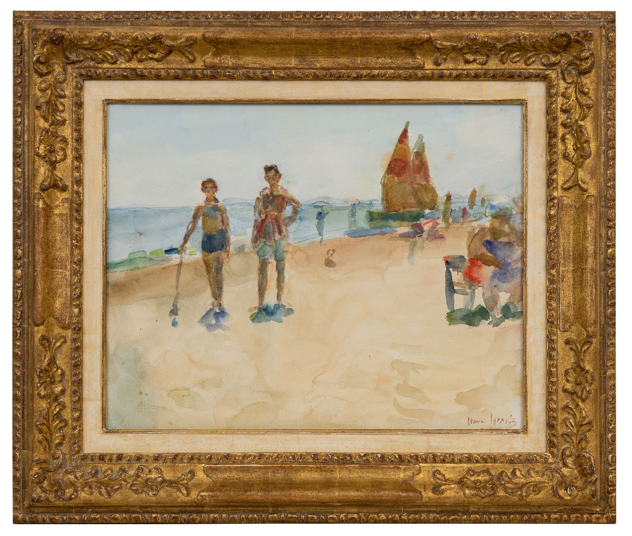 Israels I.L.  | 'Isaac' Lazarus Israels | Aquarellen en tekeningen te koop aangeboden | Strandgezicht, Italië, aquarel op papier 38,5 x 48,9 cm, gesigneerd rechtsonder