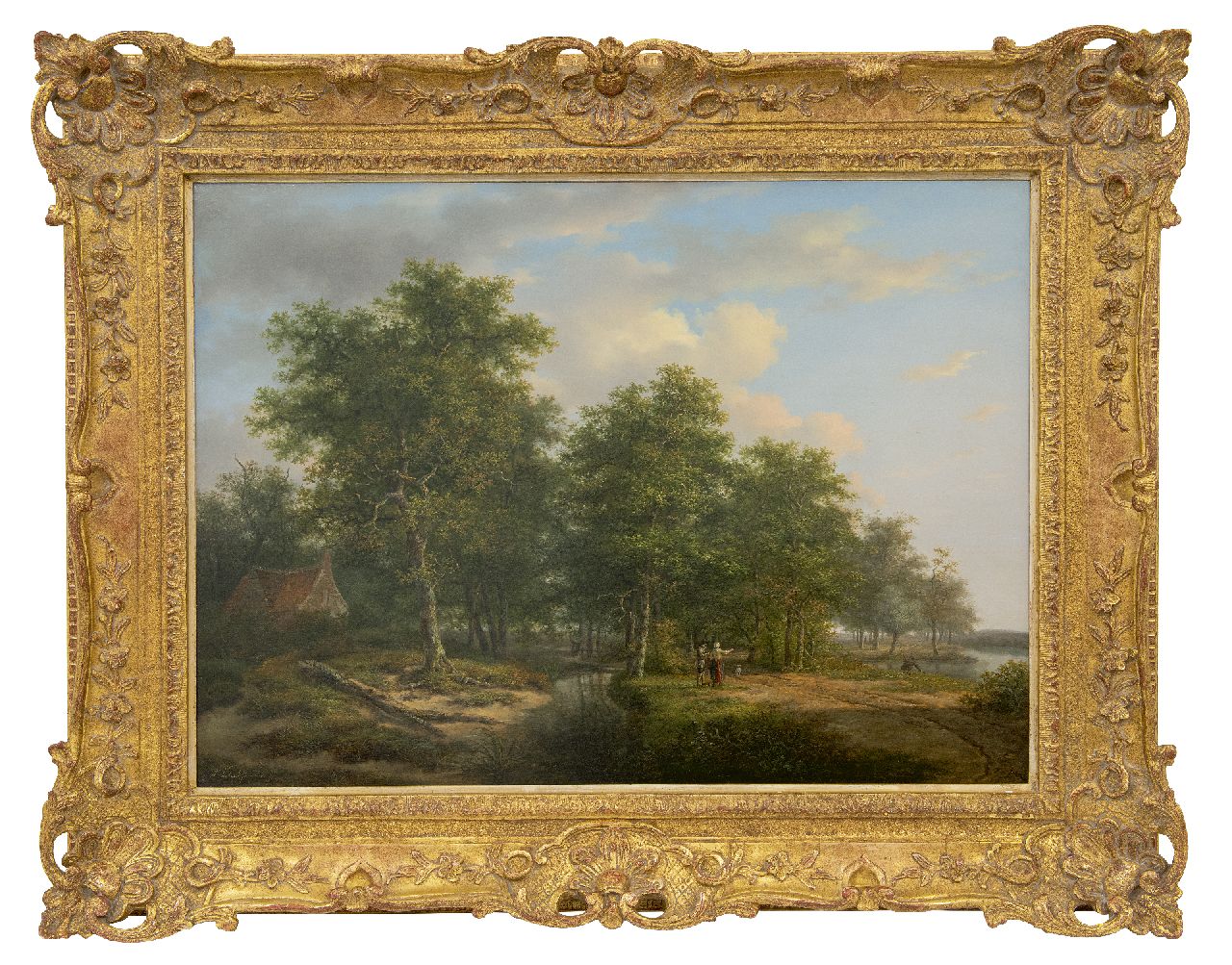 Schelfhout A. | Andreas Schelfhout, Boslandschap met figuren bij een riviertje (pendant van winterlandschap), olieverf op paneel 52,8 x 72,5 cm, gesigneerd linksonder en te dateren ca. 1815 Schelfhout A. | Andreas Schelfhout, Boslandschap met figuren bij een riviertje (pendant van winterlandschap), olieverf op paneel 52,8 x 72,5 cm, gesigneerd linksonder en te dateren ca. 1815