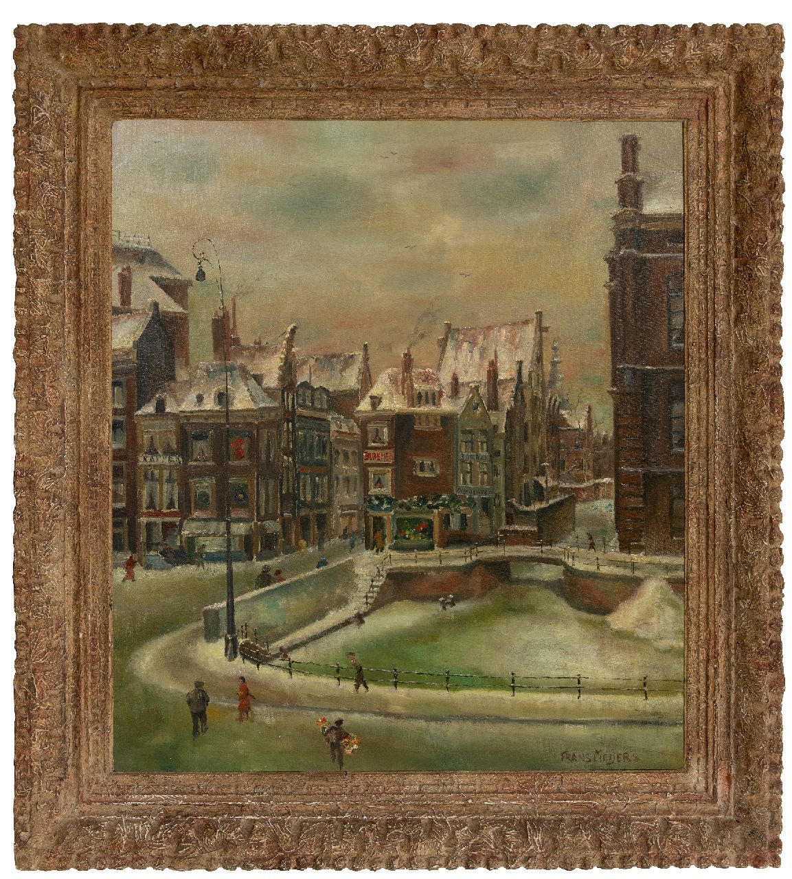 Meijers F. | Frans Meijers, Het Rokin in de sneeuw, Amsterdam, olieverf op doek 80,1 x 70,3 cm, gesigneerd rechtsonder Meijers F. | Frans Meijers, Het Rokin in de sneeuw, Amsterdam, olieverf op doek 80,1 x 70,3 cm, gesigneerd rechtsonder