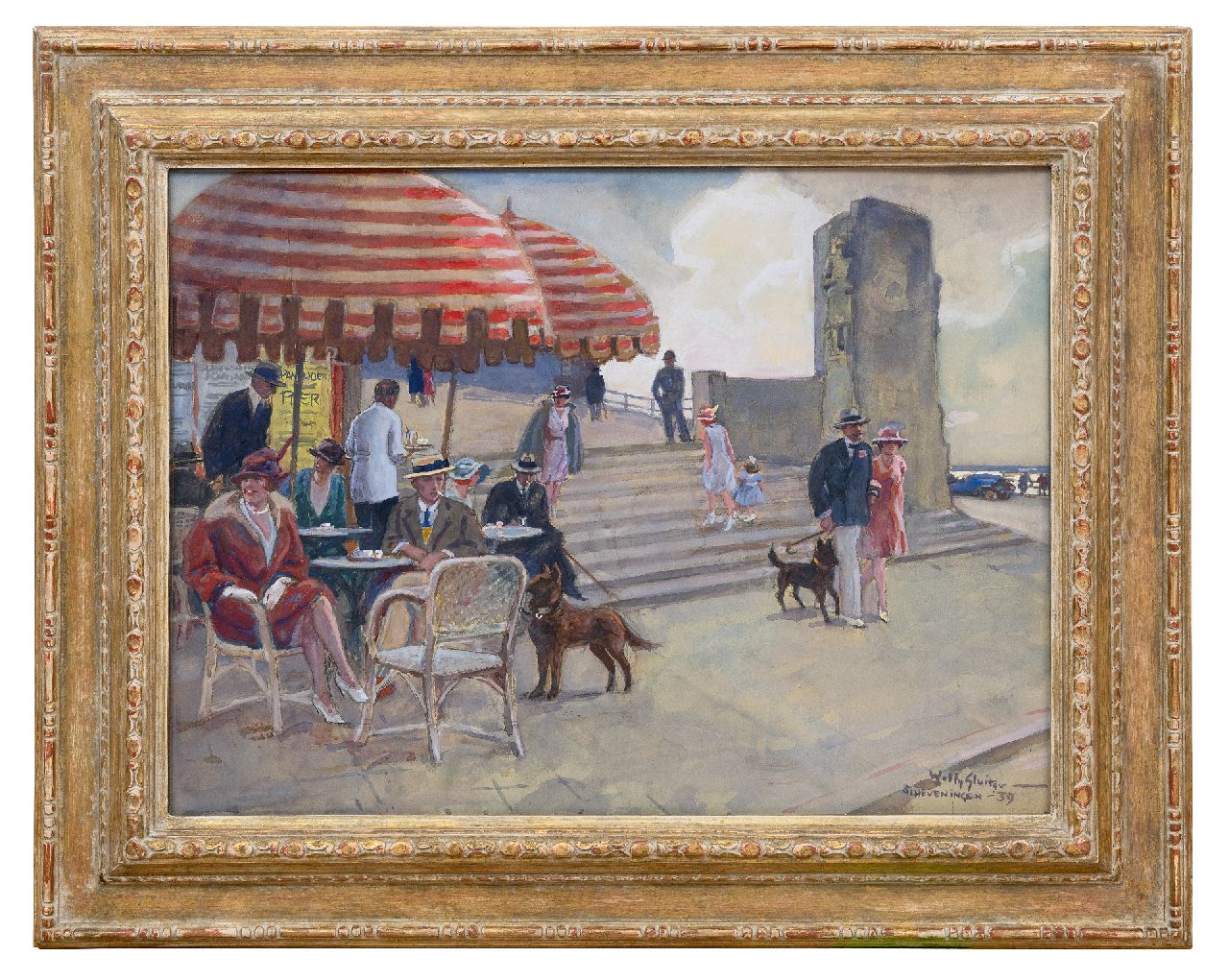 Sluiter J.W. | Jan Willem 'Willy' Sluiter | Aquarellen en tekeningen te koop aangeboden | Op het terras, Scheveningen, aquarel en gouache op papier 47,5 x 64,5 cm, gesigneerd rechtsonder en gedateerd '39 Sluiter J.W. | Jan Willem 'Willy' Sluiter | Aquarellen en tekeningen te koop aangeboden | Op het terras, Scheveningen, aquarel en gouache op papier 47,5 x 64,5 cm, gesigneerd rechtsonder en gedateerd '39