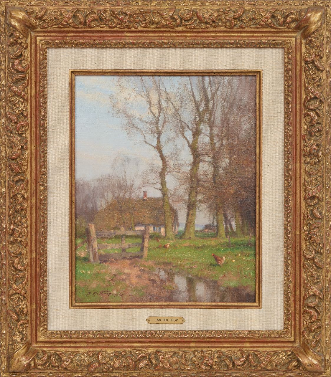 Holtrup J. | Jan Holtrup | Schilderijen te koop aangeboden | Kippen voor een boerderij, olieverf op doek 30,0 x 23,0 cm, gesigneerd linksonder Holtrup J. | Jan Holtrup | Schilderijen te koop aangeboden | Kippen voor een boerderij, olieverf op doek 30,0 x 23,0 cm, gesigneerd linksonder