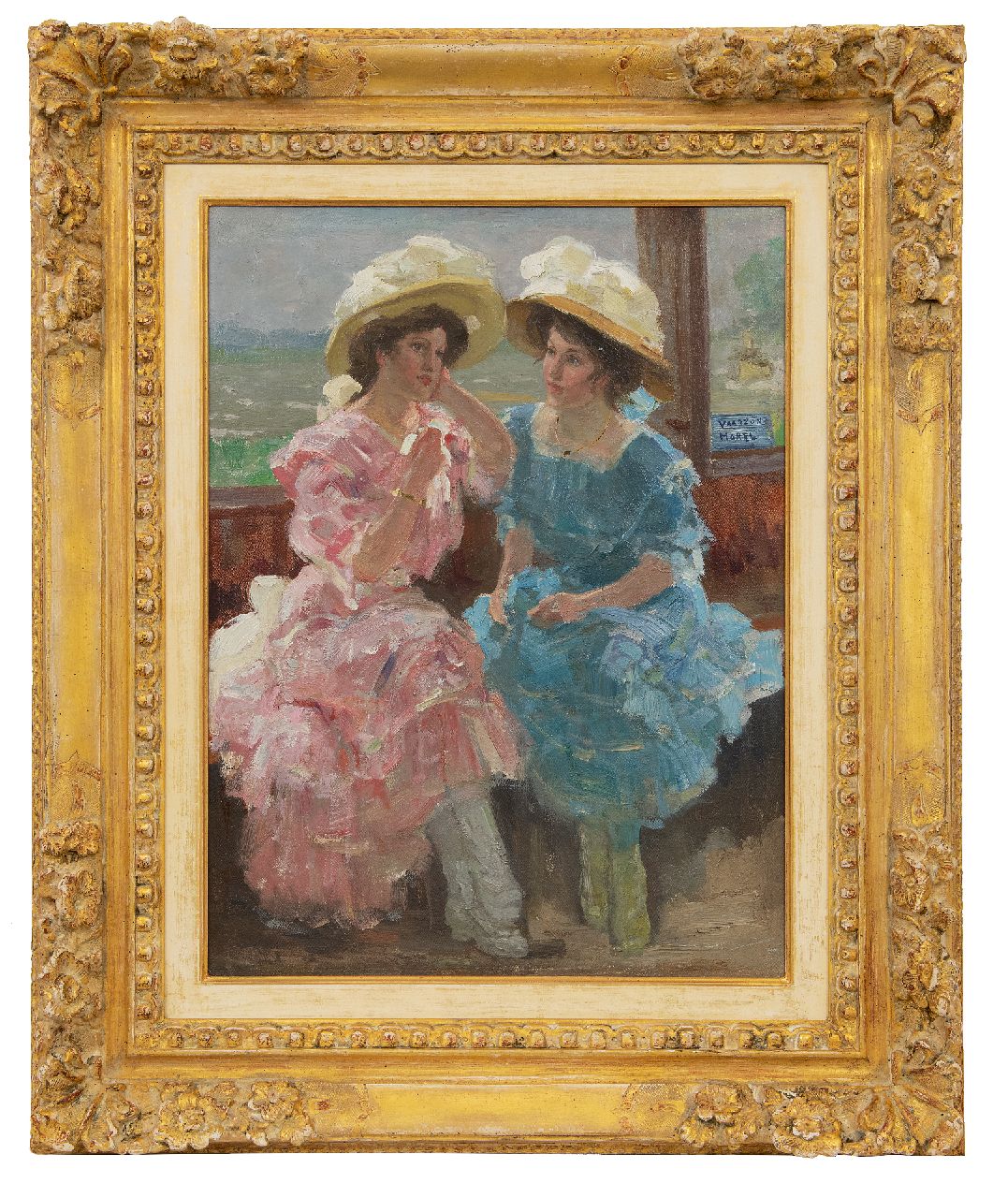 Vaarzon Morel W.F.A.I.  | Wilhelm Ferdinand Abraham Isaac 'Willem' Vaarzon Morel | Schilderijen te koop aangeboden | Op de veerboot, olieverf op doek 50,8 x 38,3 cm, gesigneerd rechts van het midden