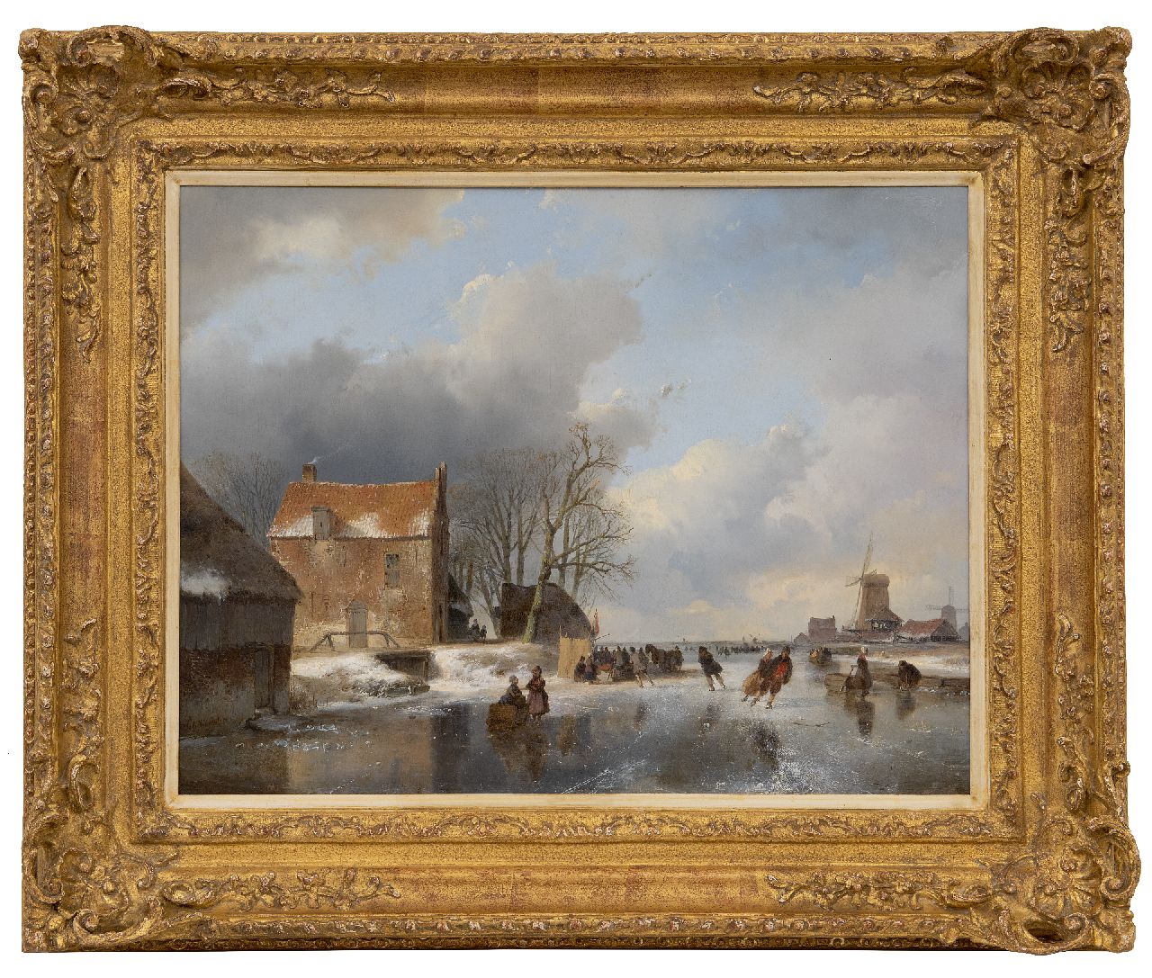 Schelfhout A. | Andreas Schelfhout | Schilderijen te koop aangeboden | Een bevroren rivier met schaatsers en een koek-en-zopietent, olieverf op paneel 40,6 x 52,6 cm, gesigneerd rlinksonder en gedateerd '41 Schelfhout A. | Andreas Schelfhout | Schilderijen te koop aangeboden | Een bevroren rivier met schaatsers en een koek-en-zopietent, olieverf op paneel 40,6 x 52,6 cm, gesigneerd rlinksonder en gedateerd '41