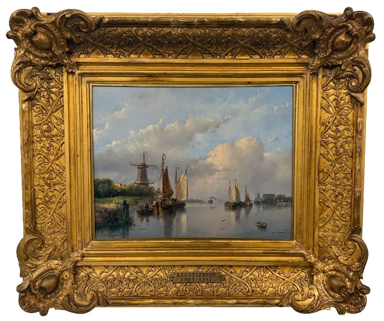 Schelfhout A. | Andreas Schelfhout | Schilderijen te koop aangeboden | Zomers riviergezicht met zeilschepen, een stoomschip in de verte., olieverf op paneel 22,0 x 29,0 cm, gesigneerd linksonder en gedateerd '58 Schelfhout A. | Andreas Schelfhout | Schilderijen te koop aangeboden | Zomers riviergezicht met zeilschepen, een stoomschip in de verte., olieverf op paneel 22,0 x 29,0 cm, gesigneerd linksonder en gedateerd '58