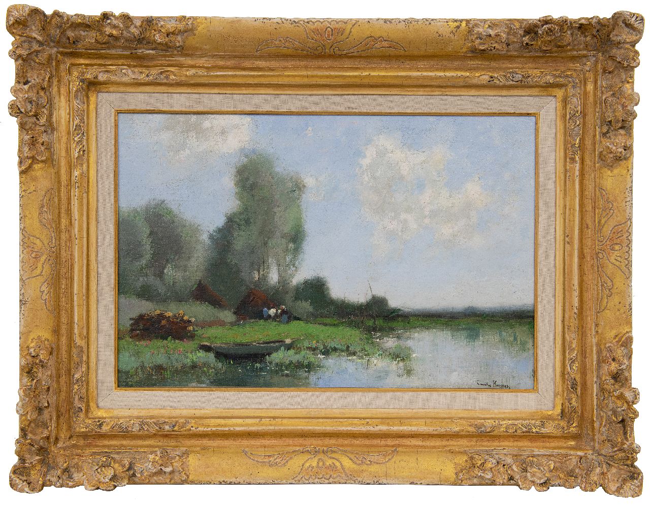 Kuijpers C. | Cornelis Kuijpers | Schilderijen te koop aangeboden | Boerenerf aan een veenplas, olieverf op doek 27,5 x 40,3 cm, gesigneerd rechtsonder Kuijpers C. | Cornelis Kuijpers | Schilderijen te koop aangeboden | Boerenerf aan een veenplas, olieverf op doek 27,5 x 40,3 cm, gesigneerd rechtsonder