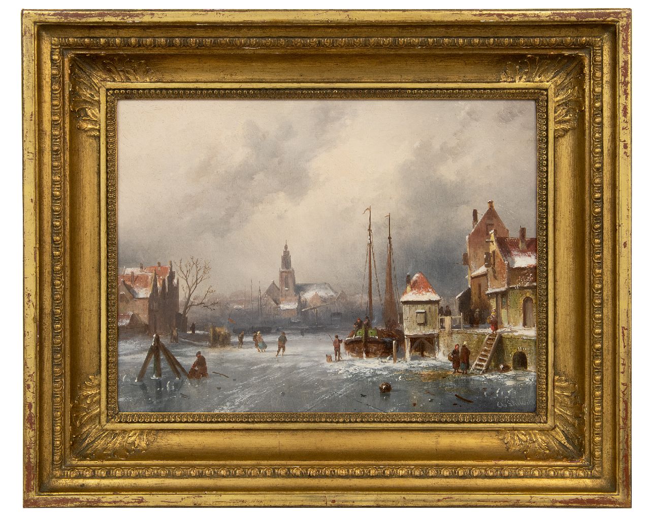 Leickert C.H.J. | 'Charles' Henri Joseph Leickert, Winters stadsgezicht met schaatsers en koek-en-zopietent, olieverf op paneel 31,6 x 41,0 cm, gesigneerd rechtsonder Leickert C.H.J. | 'Charles' Henri Joseph Leickert, Winters stadsgezicht met schaatsers en koek-en-zopietent, olieverf op paneel 31,6 x 41,0 cm, gesigneerd rechtsonder