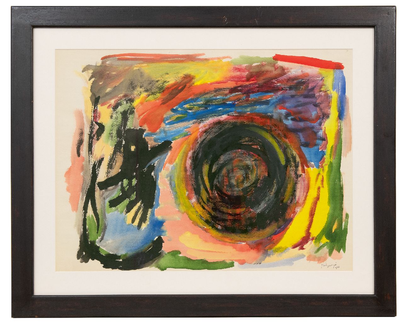 Mesengier P.  | Mesengier | Aquarellen en tekeningen te koop aangeboden | Compositie, gouache op papier 53,0 x 70,0 cm, gesigneerd rechtsonder en gedateerd 1956