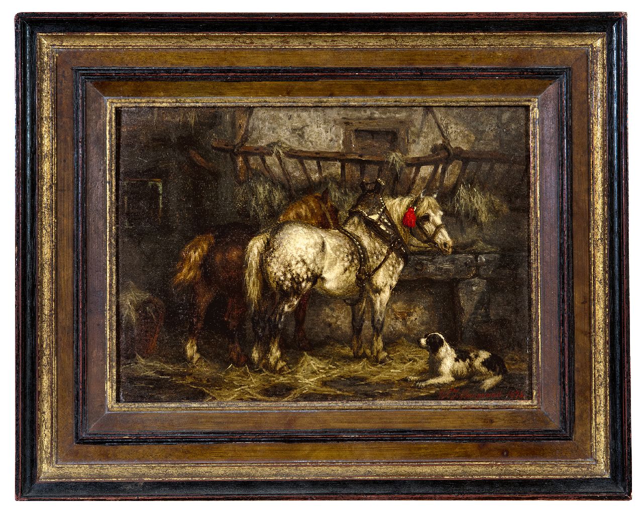 Boogaard W.J.  | Willem Johan Boogaard | Schilderijen te koop aangeboden | In de stal, olieverf op paneel 19,7 x 27,0 cm, gesigneerd rechtsonder en gedateerd 1878