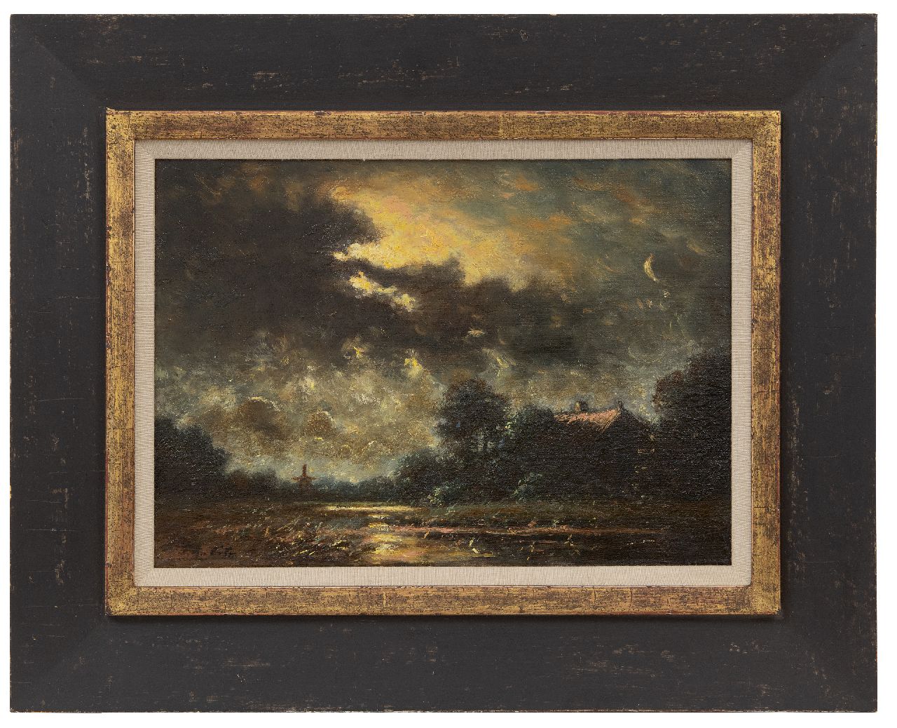 Cate P. ten | Pieter ten Cate | Schilderijen te koop aangeboden | Maanlicht, olieverf op doek 26,3 x 37,2 cm, gesigneerd linksonder