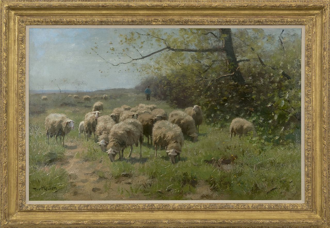 Meulen F.P. ter | François Pieter ter Meulen, Grazende schapen in Veluws landschap, olieverf op doek 67,5 x 104,7 cm, gesigneerd linksonder Meulen F.P. ter | François Pieter ter Meulen, Grazende schapen in Veluws landschap, olieverf op doek 67,5 x 104,7 cm, gesigneerd linksonder