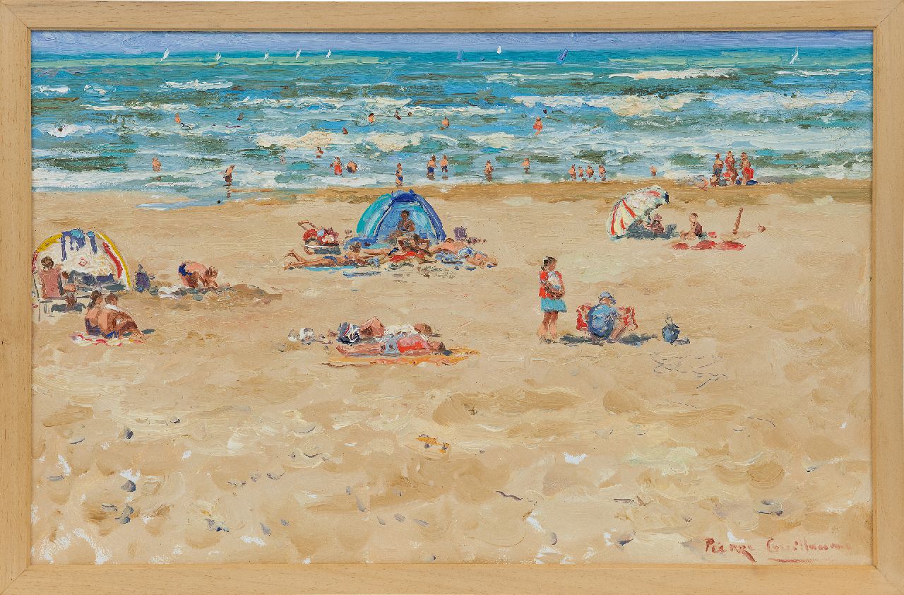 Guillaume P.  | Pierre Guillaume | Schilderijen te koop aangeboden | Moederliefde op het strand, olieverf op board 39,4 x 61,0 cm, gesigneerd rechtsonder en verso gedateerd 28 aug 2004