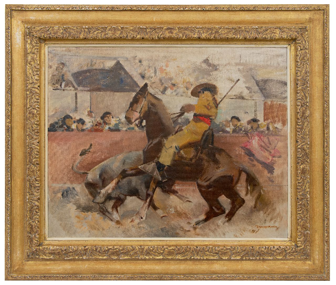 Hem P. van der | Pieter 'Piet' van der Hem, Stierengevecht, olieverf op doek 61,5 x 77,2 cm, gesigneerd r.o
