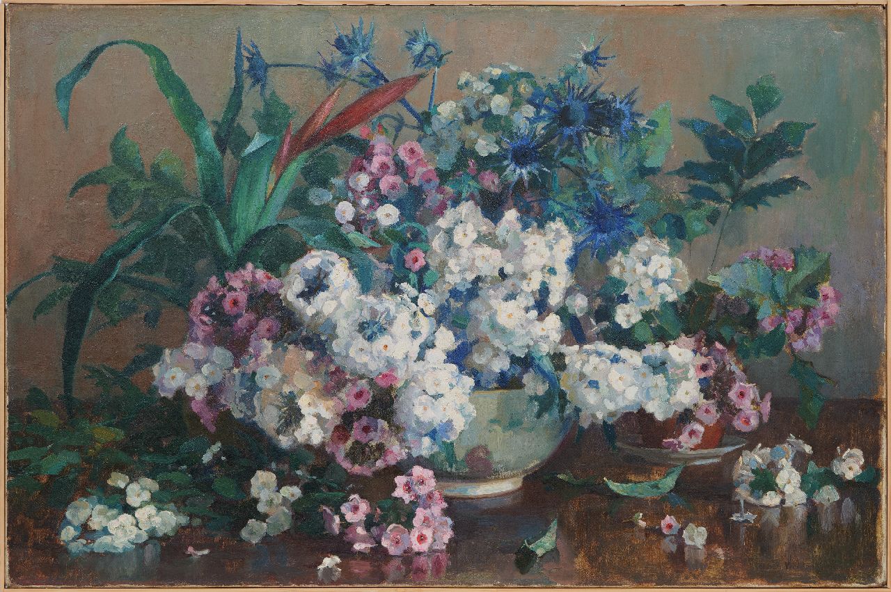 Vreedenburgh H. | Hermanus 'Herman' Vreedenburgh | Schilderijen te koop aangeboden | Zomerbloemen, olieverf op doek 63,6 x 95,7 cm, gesigneerd rechtsonder en gedat, 1915 gereserveerd tgv Toon Hermanshuis Tiel Vreedenburgh H. | Hermanus 'Herman' Vreedenburgh | Schilderijen te koop aangeboden | Zomerbloemen, olieverf op doek 63,6 x 95,7 cm, gesigneerd rechtsonder en gedat, 1915 gereserveerd tgv Toon Hermanshuis Tiel
