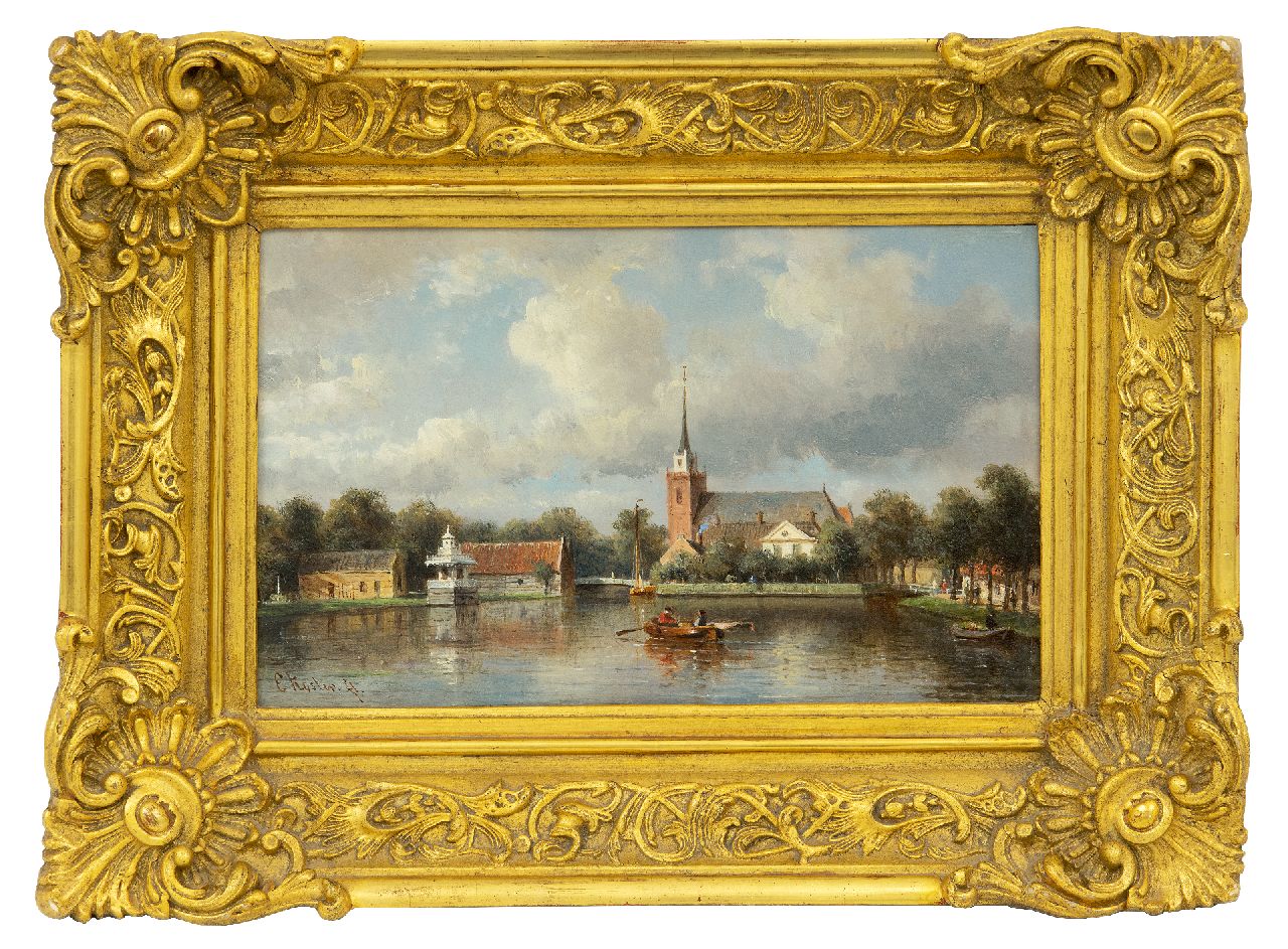 Koster E.  | Everhardus Koster, Roeiers op het Havenrak, Broek in Waterland, olieverf op paneel 18,7 x 30,5 cm, gesigneerd linksonder