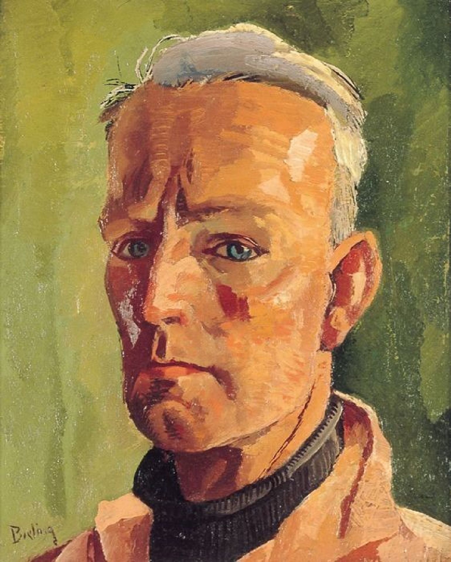 Portret van kunstenaar, kunstschilder, aquarellist, tekenaar en beeldhouwer Hermann Friederich 'Herman' Bieling