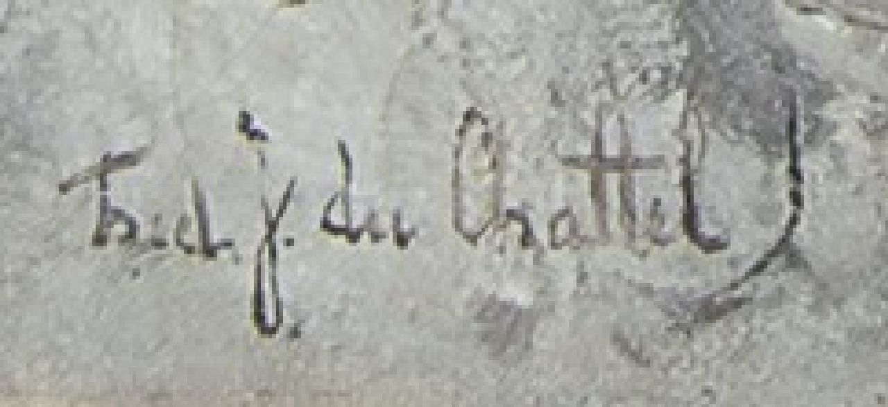 Fredericus Jacobus van Rossum du Chattel signaturen Winterlandschap bij Huis te Hoorn, Rijswijk