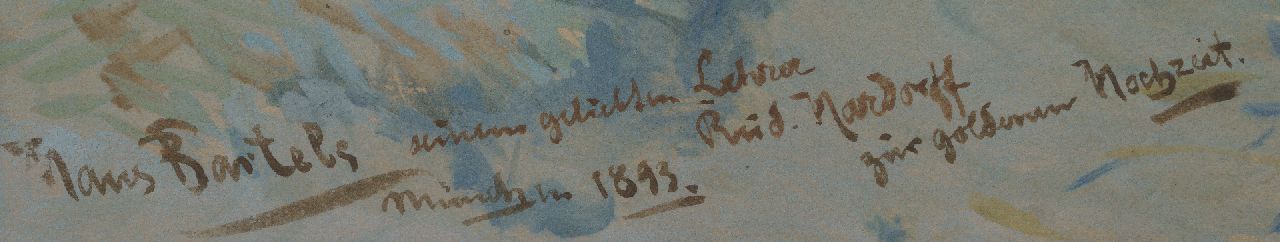 Hans von Bartels signaturen Twee vrouwen en kind in de duinen