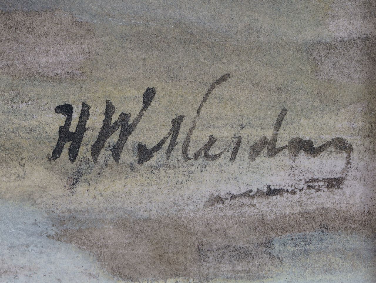 Hendrik Willem Mesdag signaturen Voor anker in de branding