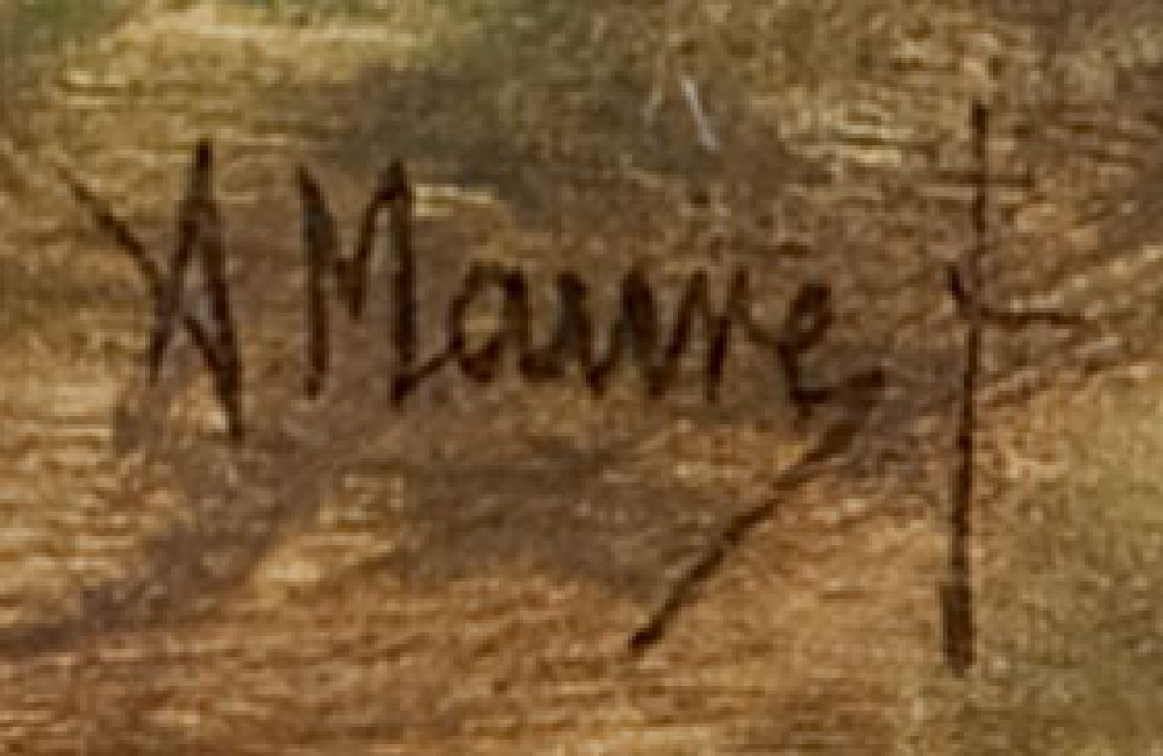 Anton Mauve signaturen Drinkende schapen bij een rivier