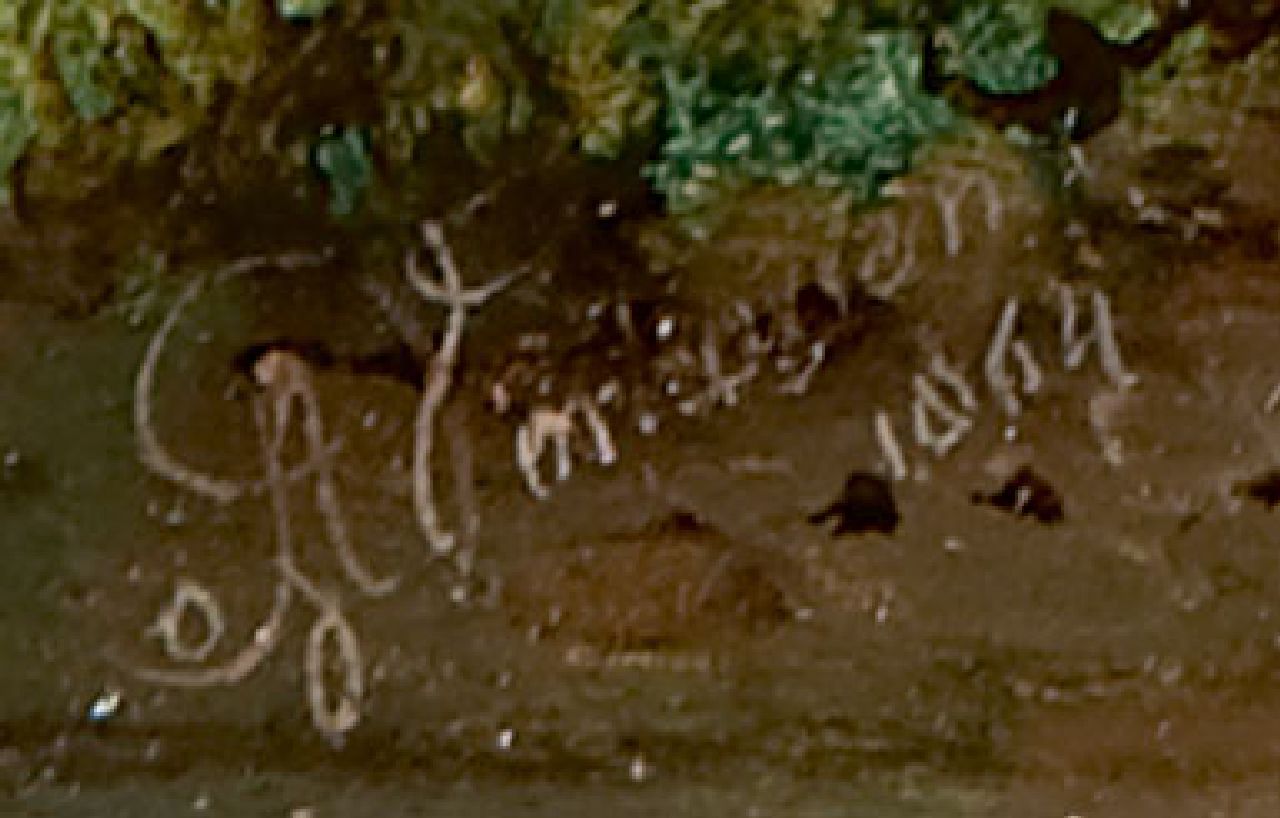 Albertus Verhoesen signaturen Twee jachthonden in een landschap