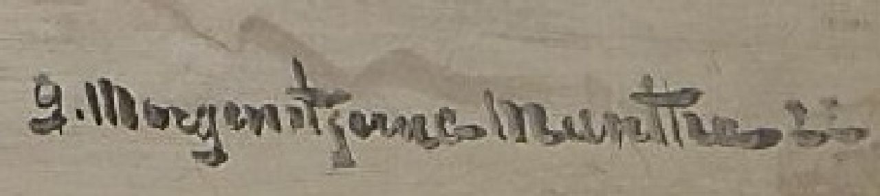 Morgenstjerne Munthe signaturen Vissersvrouwen bij een bom op het strand