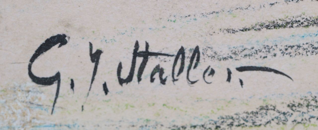 Gerard Johan Staller signaturen Pootjebaden in de zee