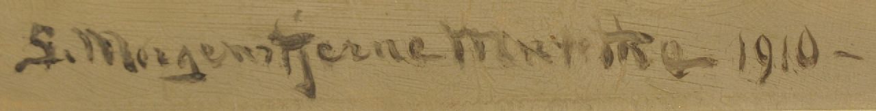 Morgenstjerne Munthe signaturen Vissersvrouwen en klijnhalers wachtend op het strand