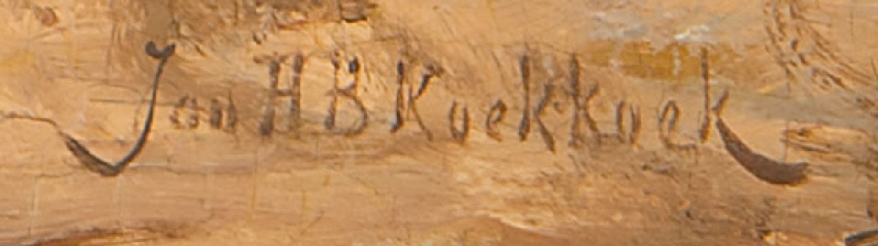Jan H.B. Koekkoek signaturen Rustende vissersfamilie op het strand van Scheveningen