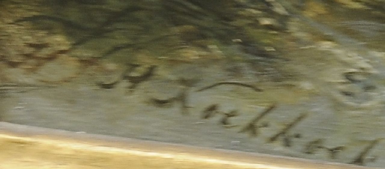 Hermanus Koekkoek signaturen Roeiboot op een rivier bij stormachtig weer