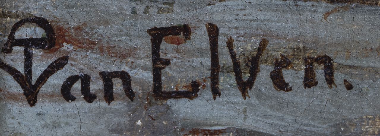 Pierre Tetar van Elven signaturen Doorkijkje in oud Milaan met in de verte de Kathedraal