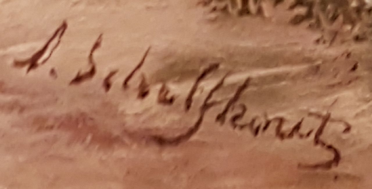 Andreas Schelfhout signaturen Militaire manoeuvres: het Haagse garnizoen op de Waalsdorpervlakte; op de voorgrond cavaleristen van het 3e Regiment Ligte Dragonders