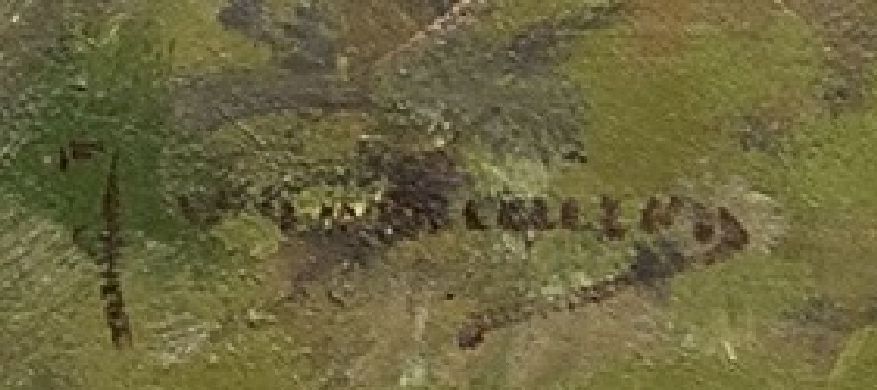 Jan van Vuuren signaturen Veluws zoomhuisje (locomotiefhuisje) met boerin aan het werk